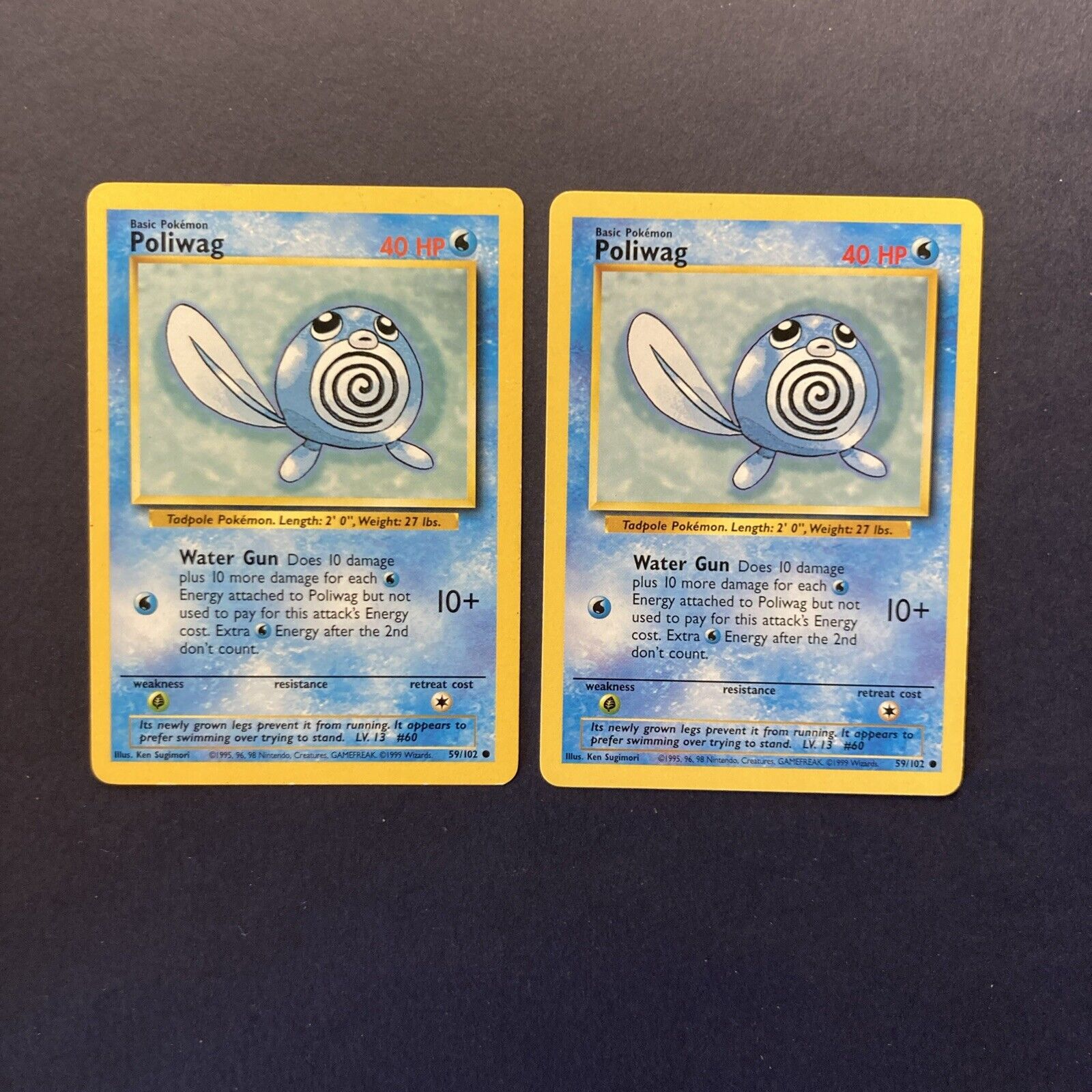 Pokemon Cards WOTC 1999: Poliwag 59/102 x2 - Base Set