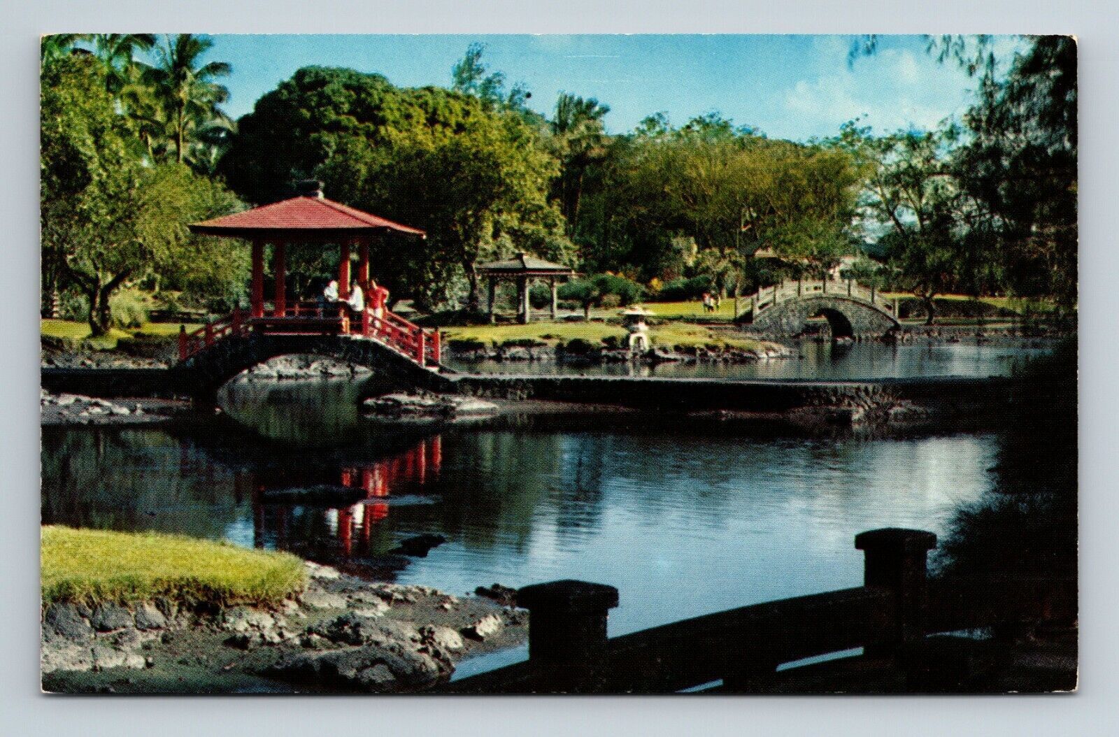 Liliuokalani Park Hilo Hawaii Pavilion Bridge Half Moon Postcard