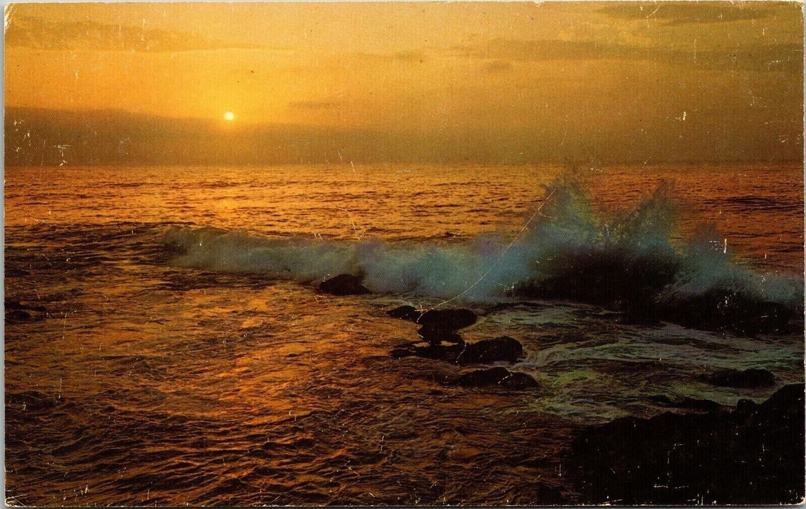 La Jolla California CA Surf Rocks Sunset Postcard UNP VTG Unused Vintage