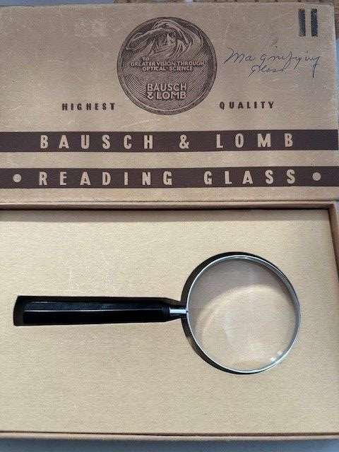 Antique/Vintage 1920s/30s Bausch & Lomb 2 1/2 inch Reading Glass W/ Original Box