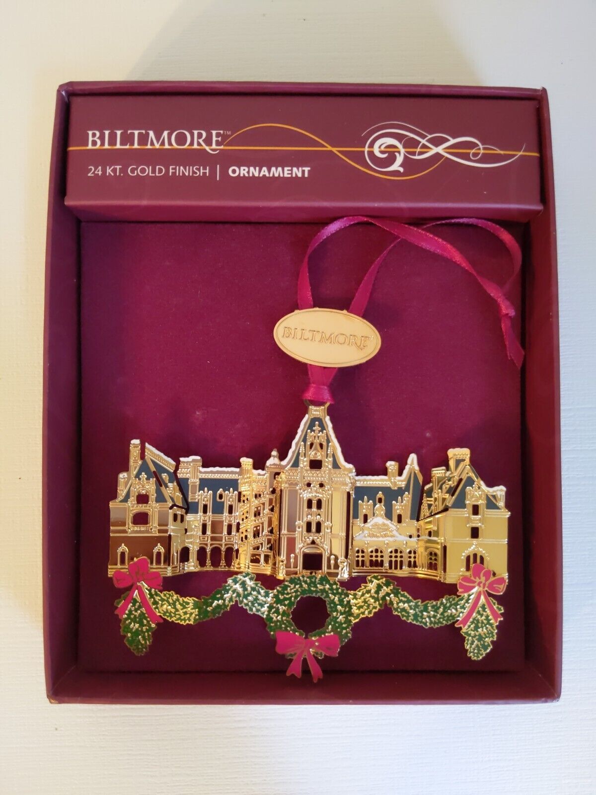 Rare 2006 Biltmore Estate 3D 24 Kt. Gold Finish Christmas Ornament
