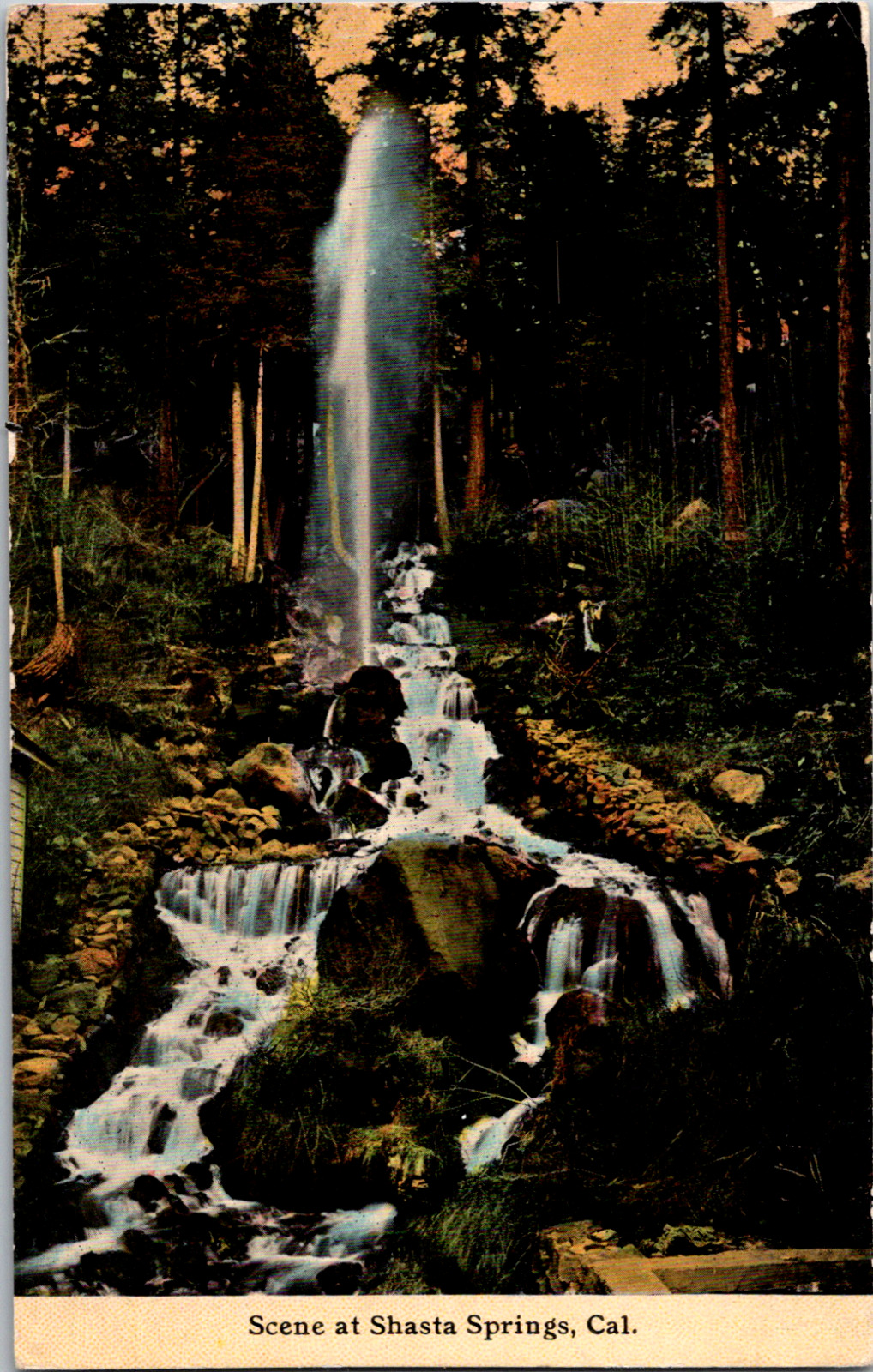 Vintage C. 1907 Geyser Waterfall at Shasta Springs California CA Postcard 