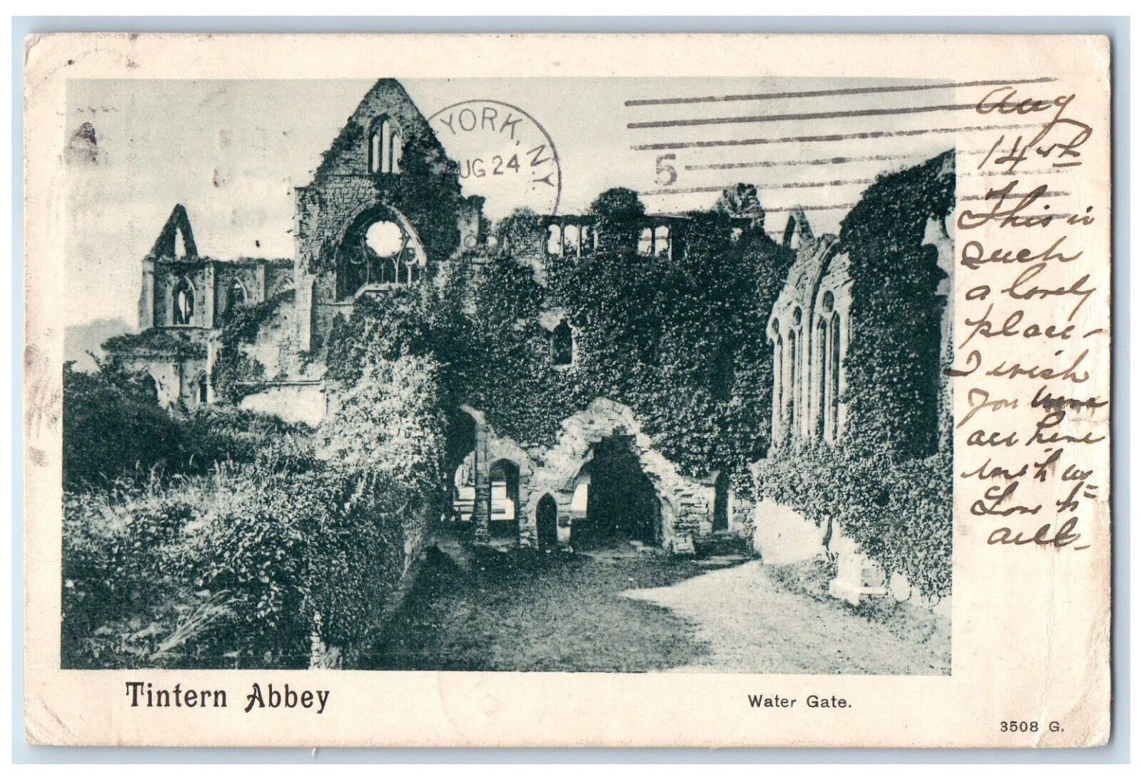 1901 Tintern Abbey Water Gate Monmouthshire Wales Watsonville CA Postcard