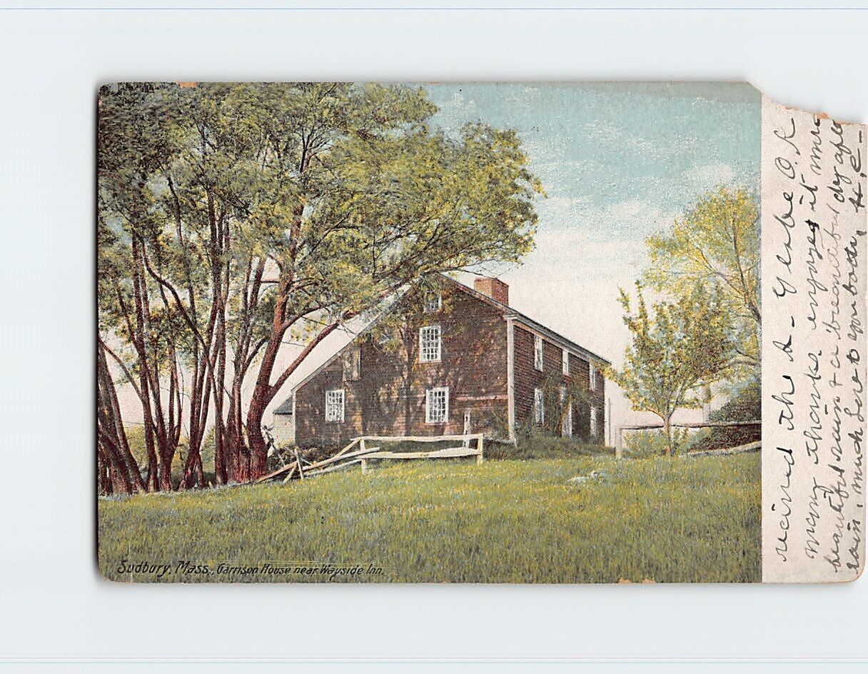 Postcard Garrison House Near Wayside Inn Sudbury Massachusetts USA