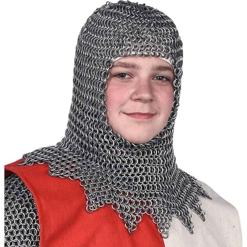 Aluminium Butted Chainmail Coif / Hood For Men's Reenactment Purpose