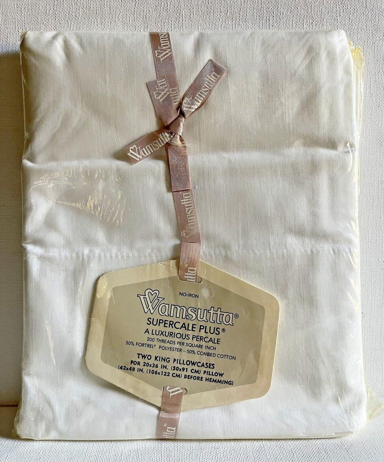 Vintage Wamsutta King Pillowcase Pillow Case Percale Cotton White NEW