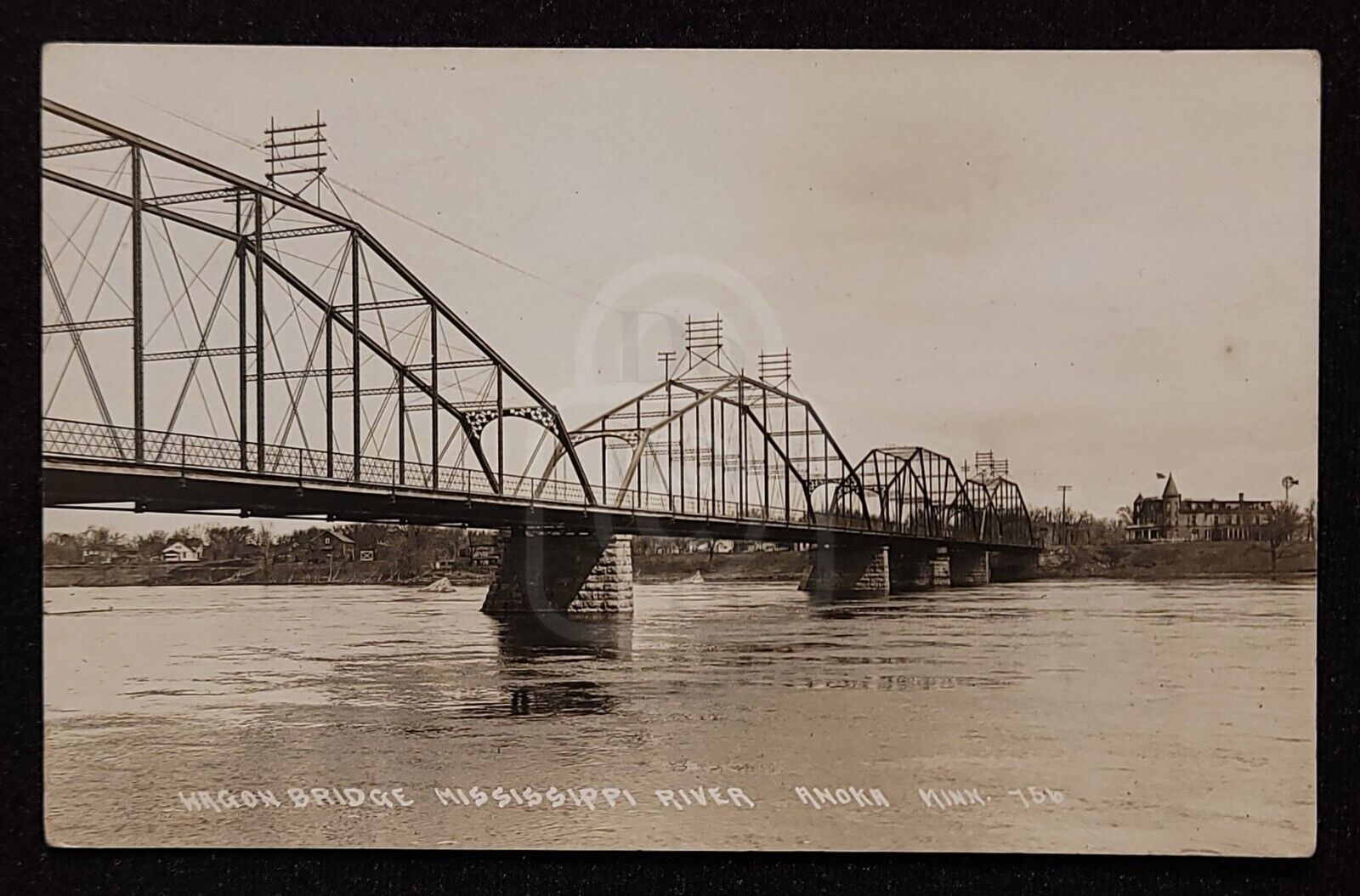 Early RPPC Wagon Bridge Over the Mississippi River. Anoka, Minnesota . C 1910's
