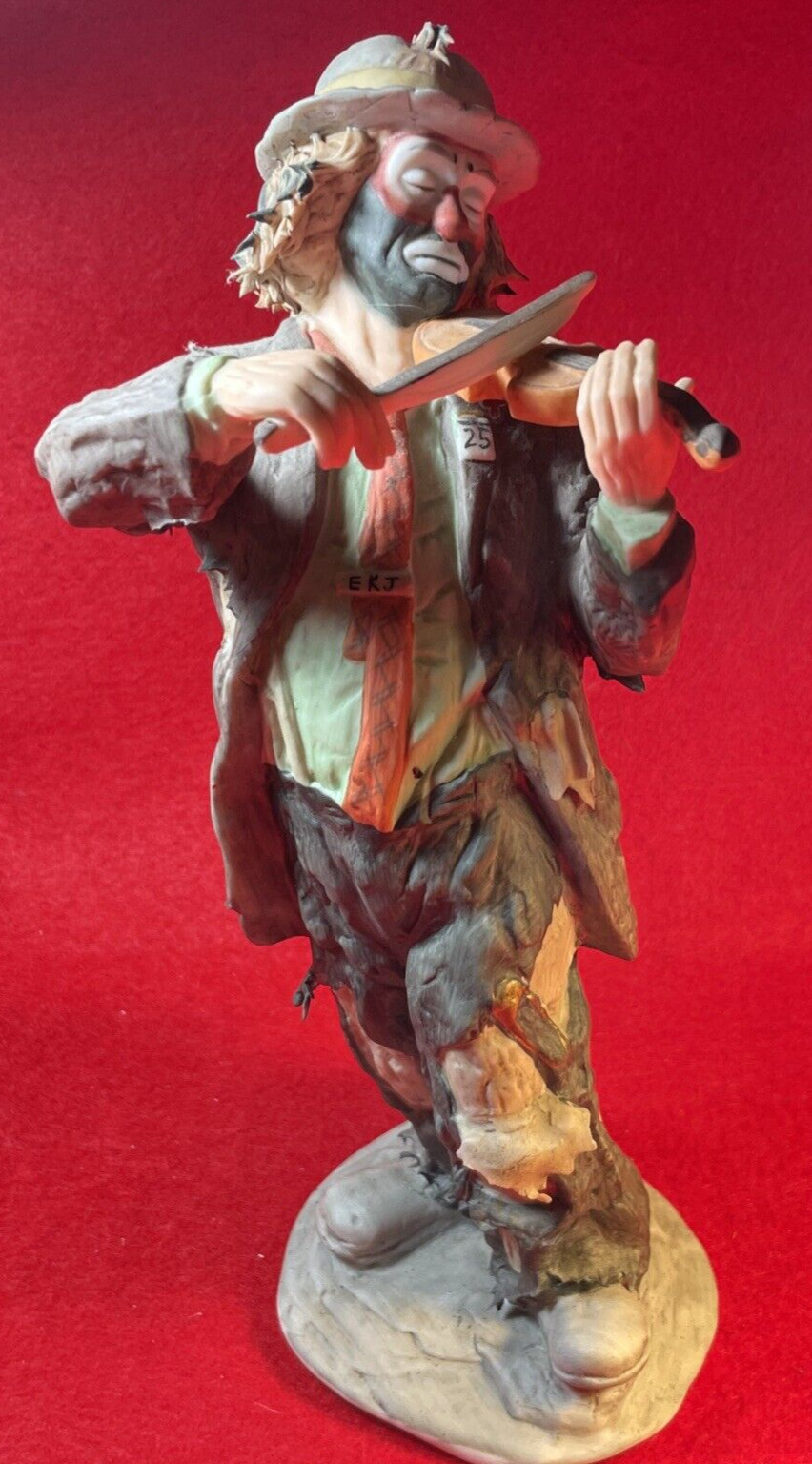 Rare Emmett Kelly  Porcelain  Clown Playing Violin, Limited Edition 4142 of 9500