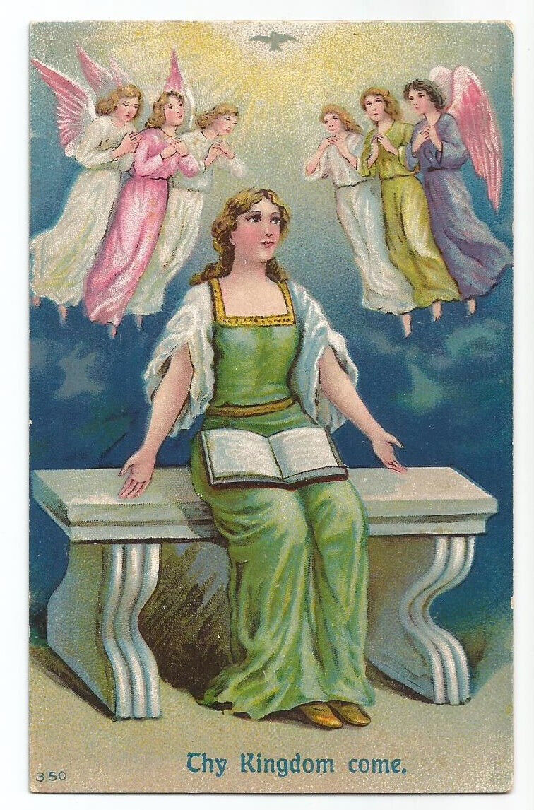 Thy Kingdom Come Postcard Angels Religious c1910
