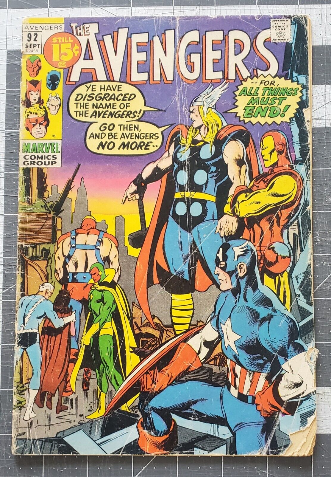 Avengers #92 (Marvel, 1971) Neal Adans Cover Kree-Skrull War Pt 4 Low Grade