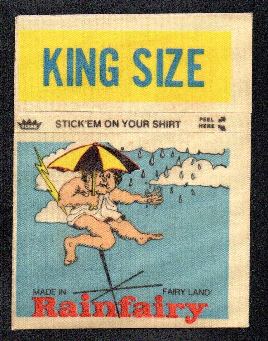 KING SIZE RAINFAIRY 1970\'S 1960\'S FLEER LOONEY LABELS CLOTH STICKER INSERT
