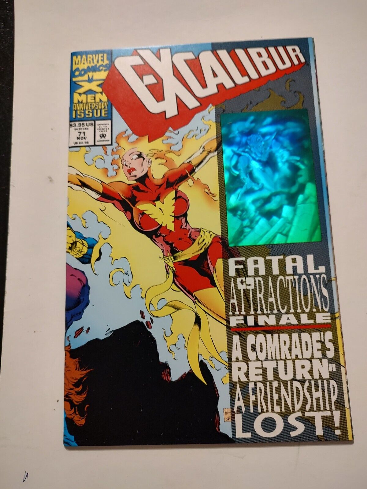 EXCALIBUR # 71 FATAL ATTRACTIONS PART 6 WRITTEN BY SCOTT LOBDELL HOLOGRAM COVER