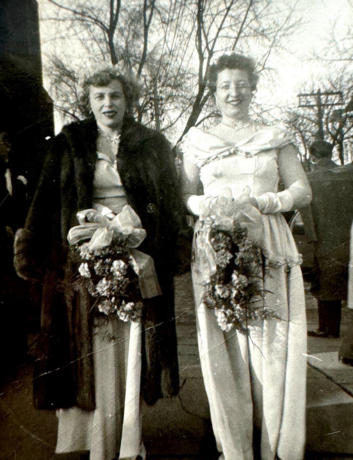 1950s Two Brides Pretty Young Women Female Vintage Photo B&W Snapshot