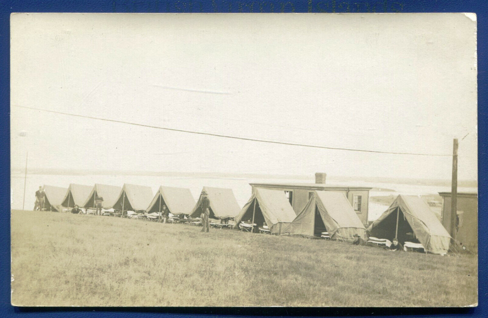 US Army WW1 Line of Pup Tents Real Photo Postcard RPPC