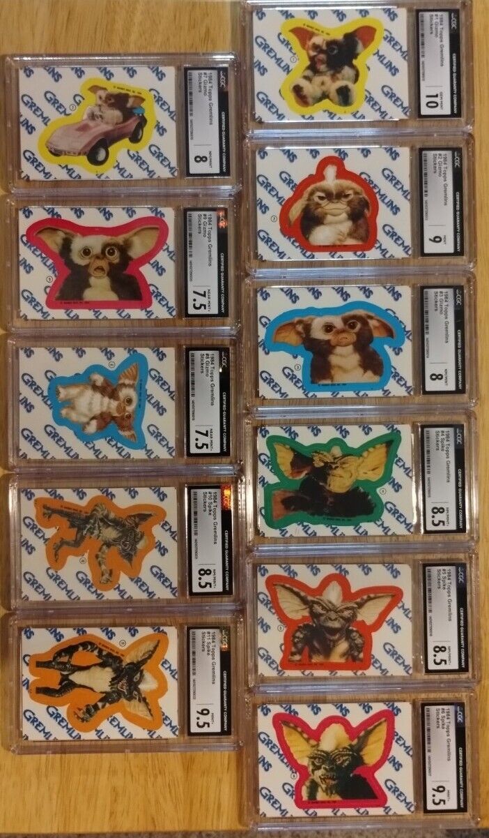 1984 Topps GREMLINS Stickers, Set Of 11 Stickers Graded CGC Gizmo Spike