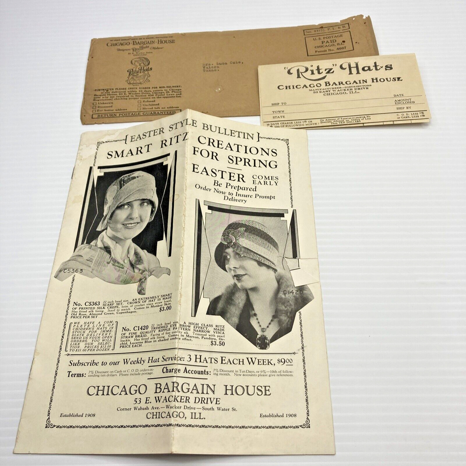Chicago Bargain House Ritz Hats Easter Style Bulletin Fashion Catalog Antique