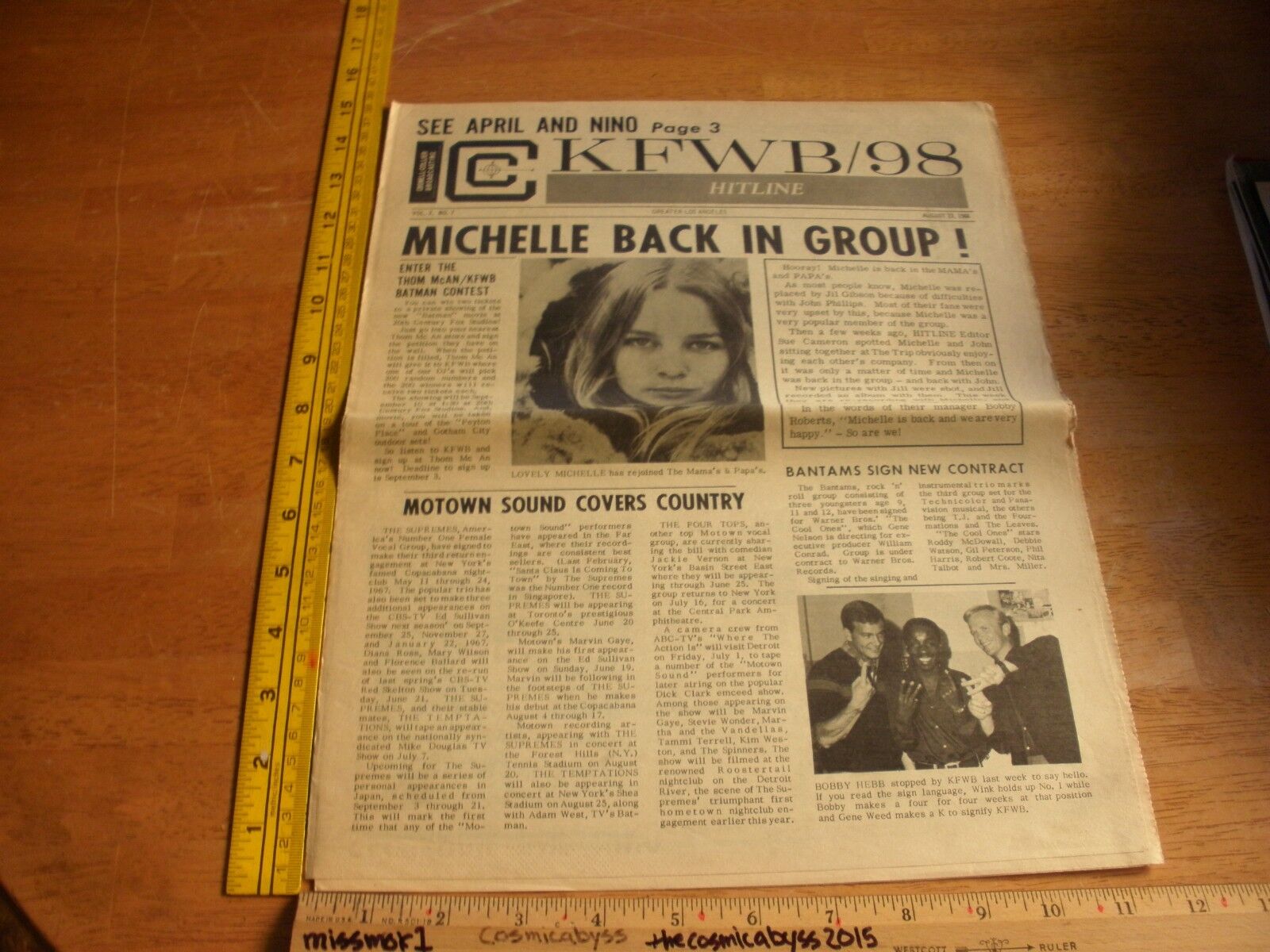 1966 Batman KFWB/98 Los Angeles paper Michelle Mamas & Papas Chad Jeremy Robbs