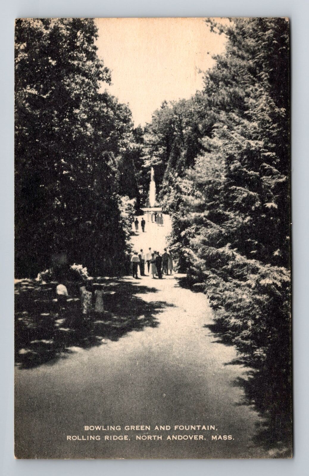 North Andover, MA-Massachusetts, Bowling Green Fountain , Vintage Postcard
