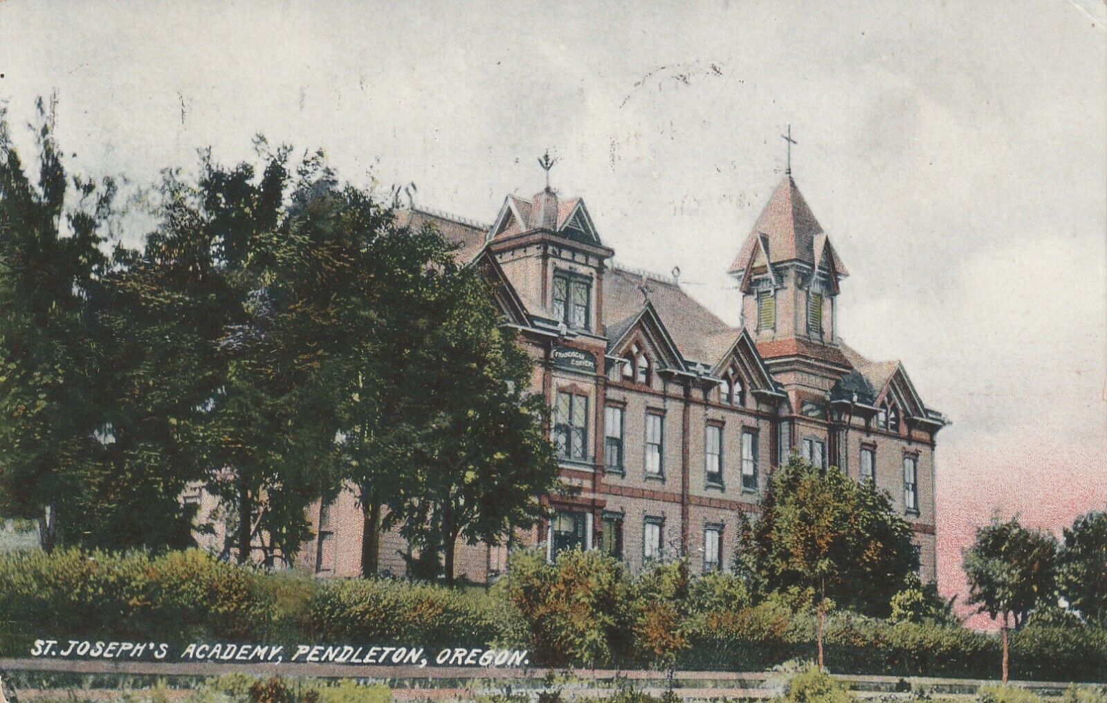 Pendleton Oregon OR Postcard St. Joseph Academy Building Exterior Scene 1910