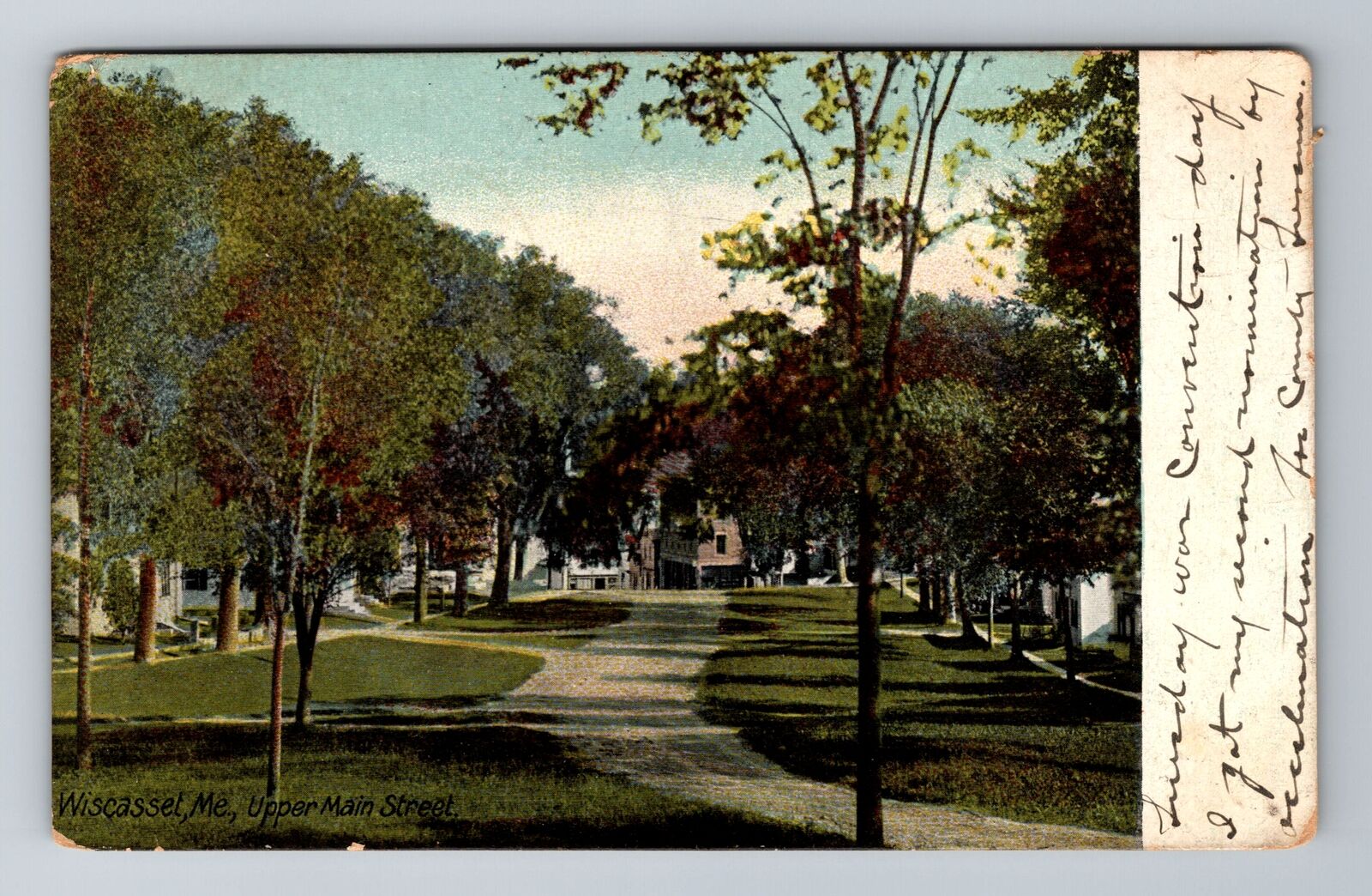 Wiscasset ME-Maine, Upper Main Street, Antique, Vintage c1910 Souvenir Postcard