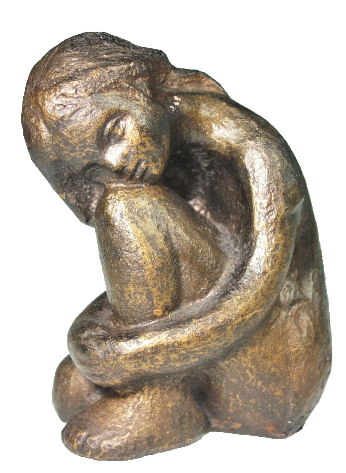Metal Girl Young Lady Sculpture Figurine Innocent Contemplation Thinking Being ‌