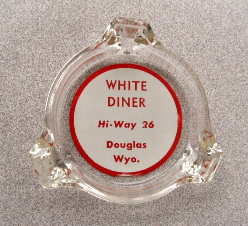 orig. 1950\'s-1960\'s Douglas, Wyoming Hwy 26 **WHITE DINER** Restaurant Ashtray