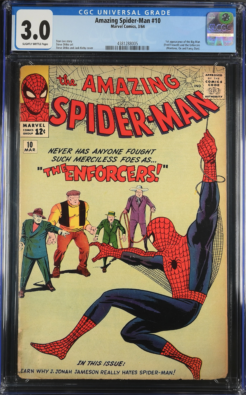 THE AMAZING SPIDER-MAN #10 MARCH 1964-CGC 3.0 *FIRST BIG MAN/ENFORCERS*