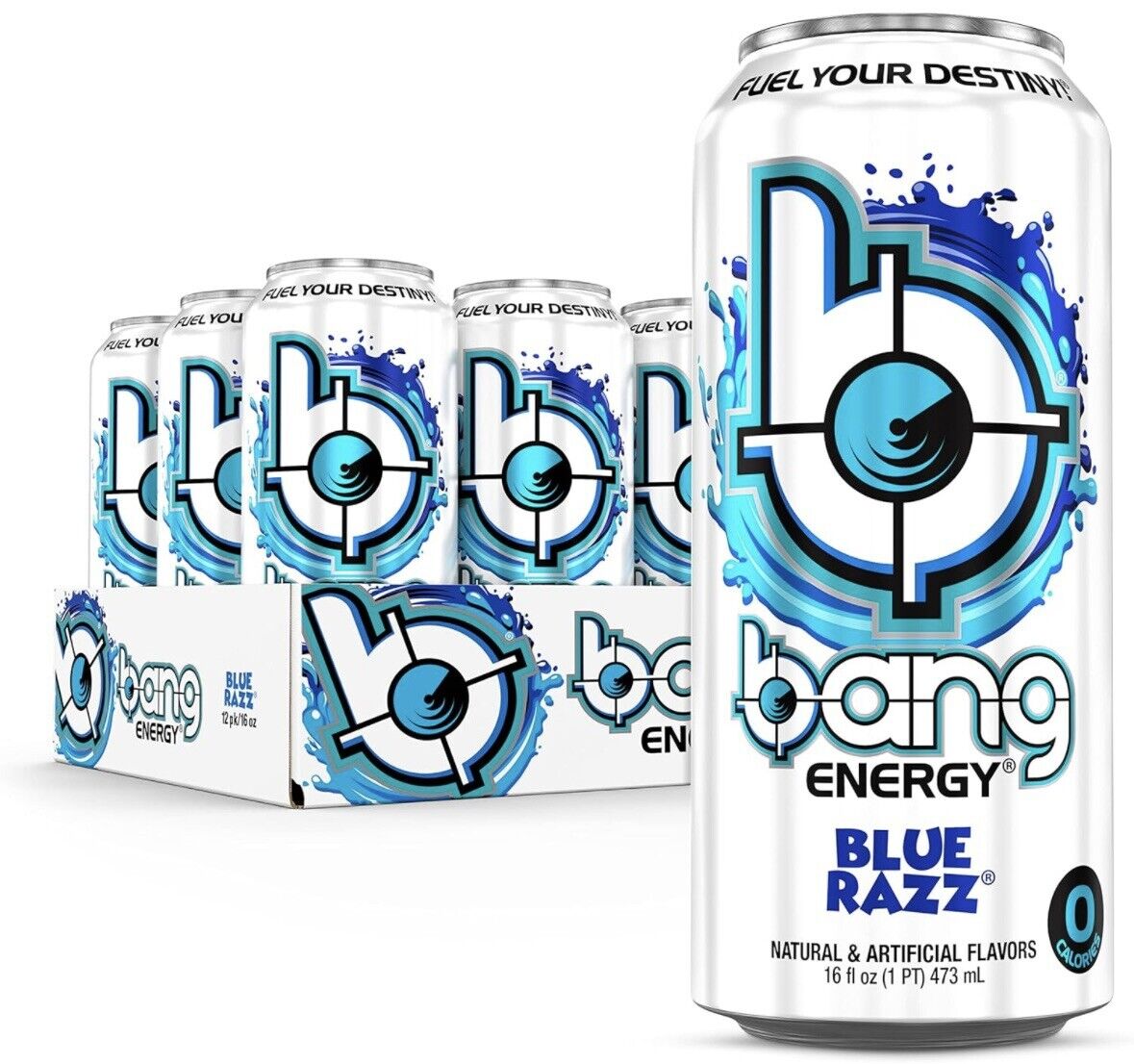 Bang Energy Blue Razz, Sugar-Free Energy Drink, 16-Ounce Pack of 12