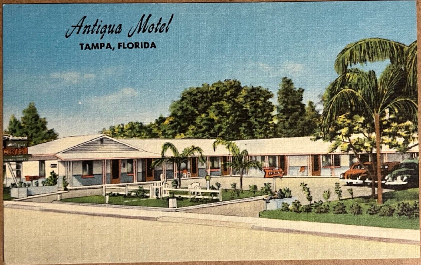 Tampa Florida Motel Old Cars 1106 E Hillsborough Postcard c1930