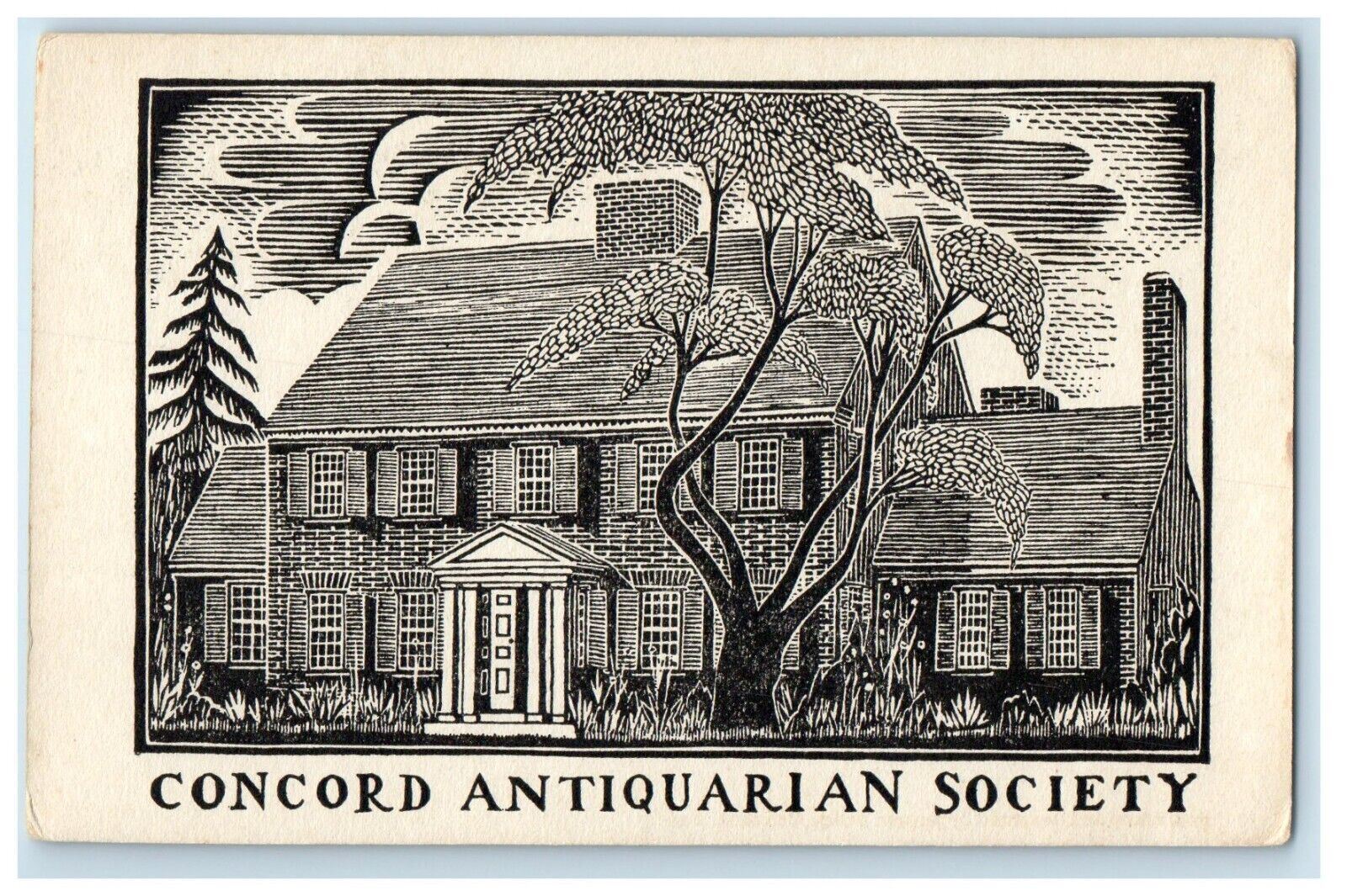 c1910\'s Concord Antiquarian Society Woodblock Print Massachusetts MA Postcard