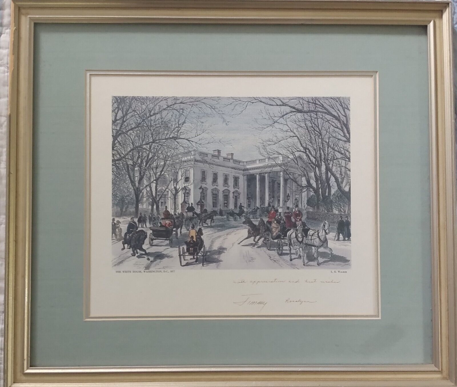 Jimmy & Rosalyn Carter/Hand-Signed White House Lithograph/Christmas/Framed/Art