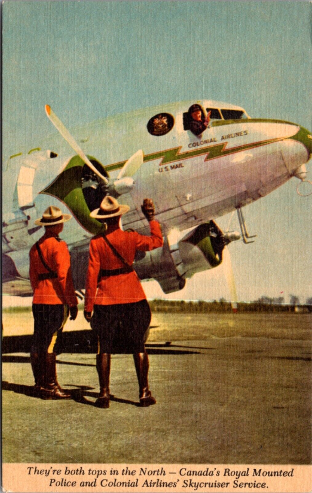 Linen PC Canada's Royal Mounted Police and Colonial Airline Skycruiser Airplane