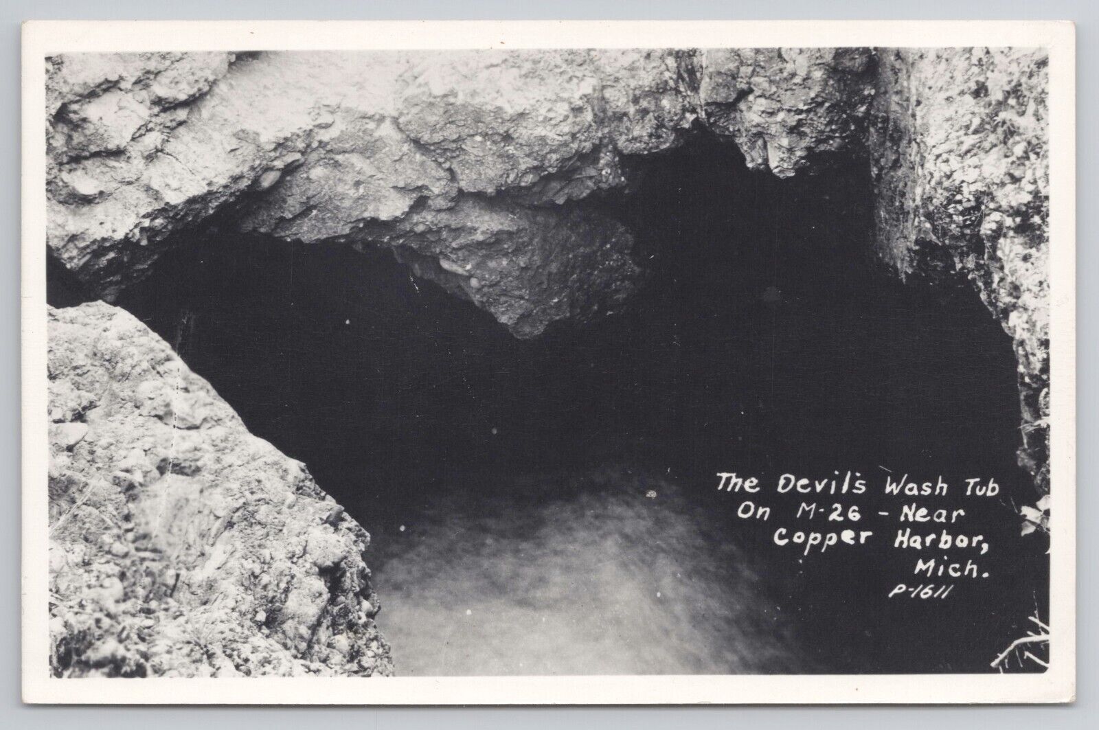RPPC Devil\'s Washtub near Copper Harbor Michigan MI 1940s Real Photo Postcard 2