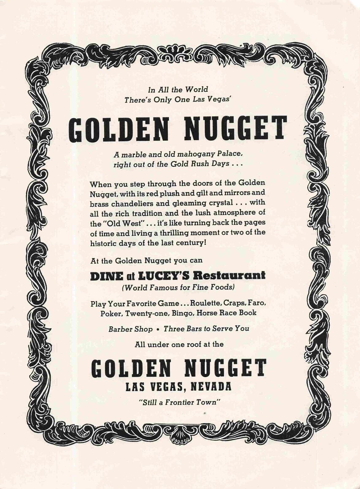 Golden Nugget Lucys Restaurant Las Vegas Nevada c1948 Print Ad