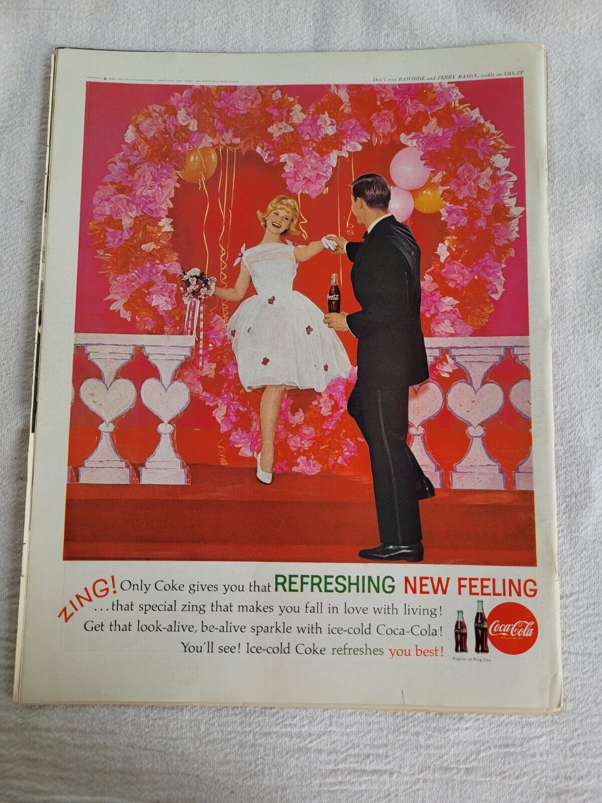 1962 Vintage Coke Coca Cola Soda Magazine Ad Soda Valentine Couple Special ZING