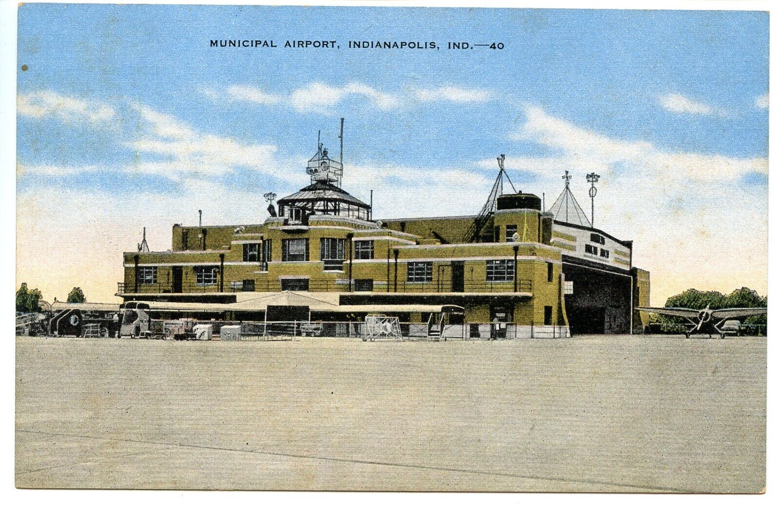 Municipal Airport Indianapolis Indiana Vintage Linen Postcard Unposted