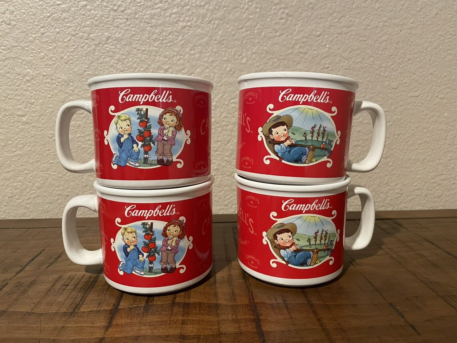 4 Vintage Ceramic Campbells Soup Mugs 2002