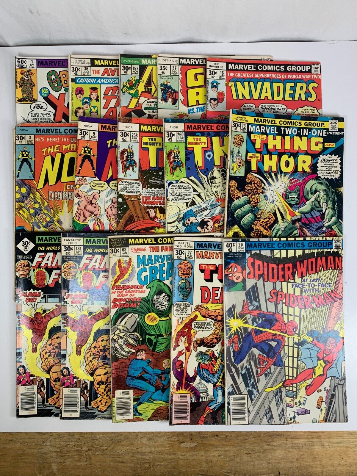 Vtg 1970\'s Marvel Comics Group Mixed Lot Of 15 Books Thing Spider-Woman Thor