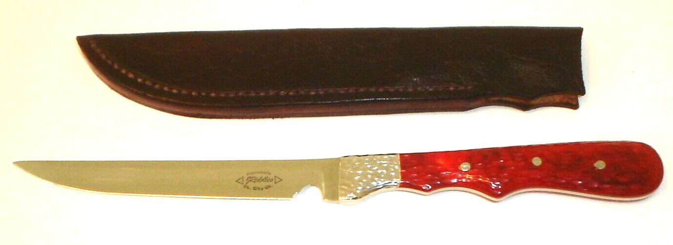 Custom Riddles of Oklahoma City Handmade Fixed Blade Boot Knife w/Leather Sheath