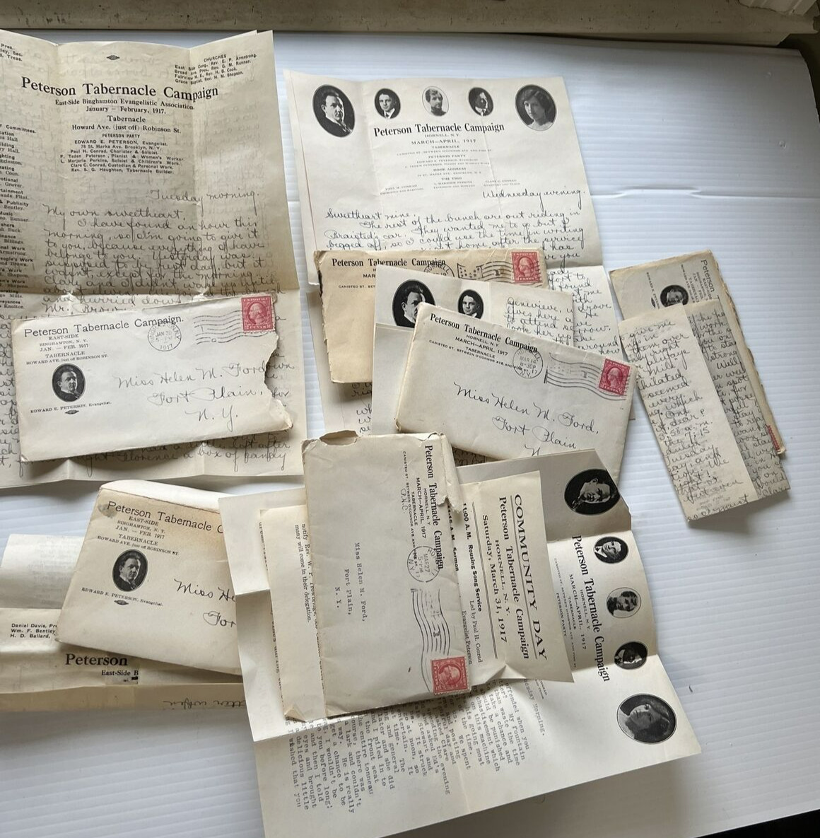 World War 1 Evangelist Peterson Tabernacle Campaign Letters & Envelopes