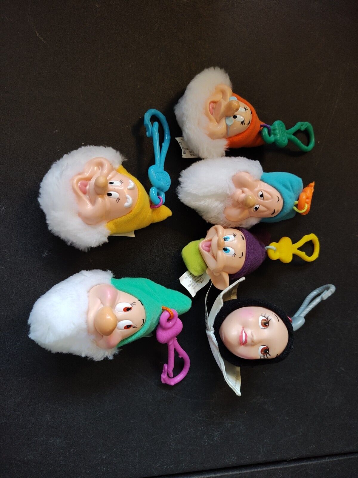 Vintage Snow White And The Seven Dwarves Keychains McDonald\'s Lot Of 6