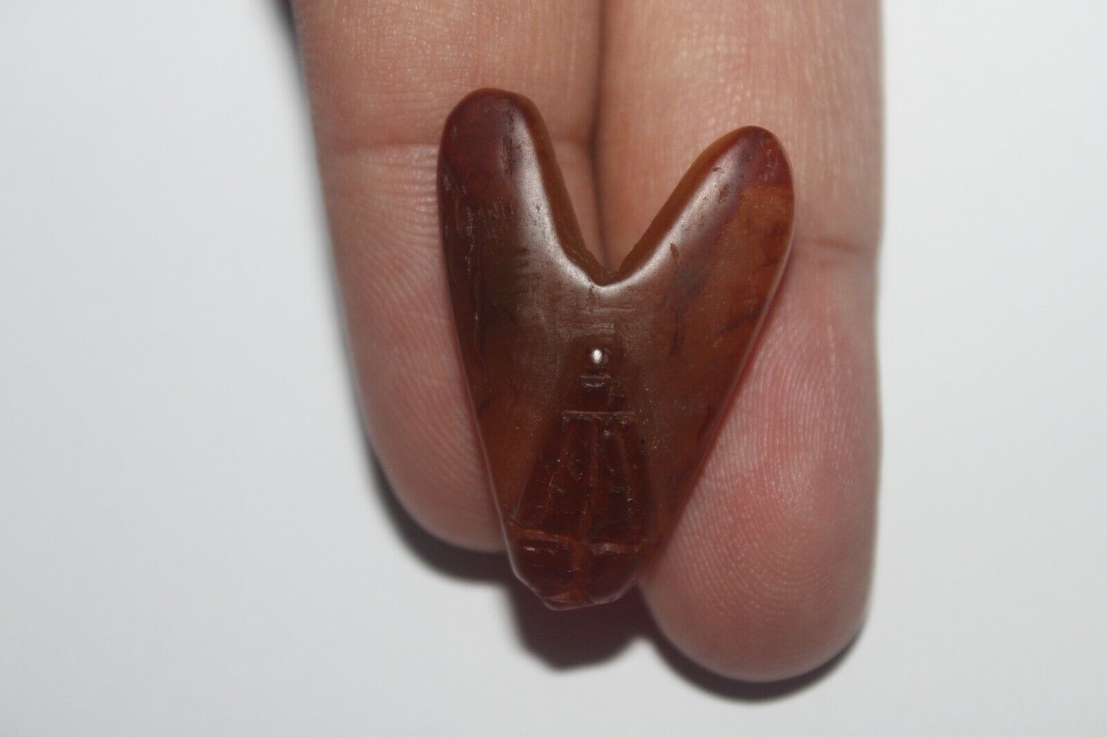 RARE ANCIENT EGYPTIAN ANTIQUE NEW KINGDOM CARNELIAN FLY AMULET (0034)