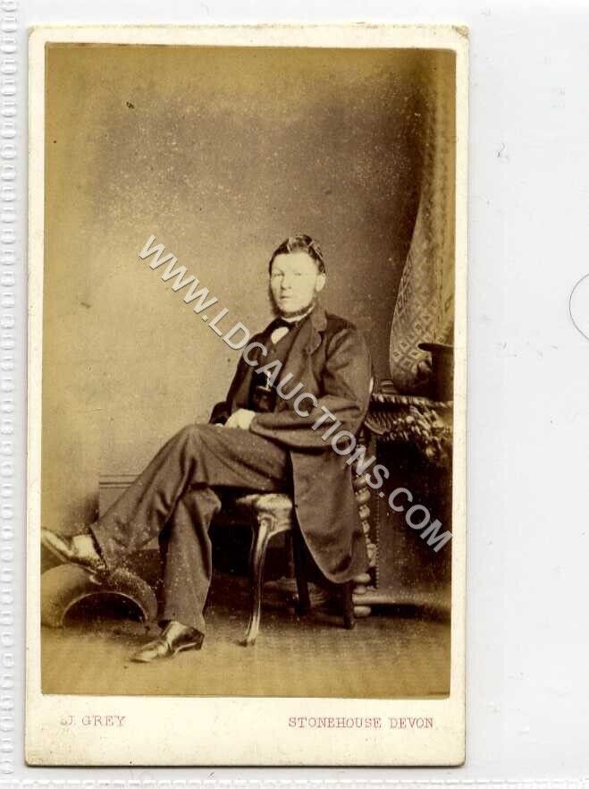 (Ga2340) Real Photo CDV, Victorian Man by Grey of Stonehouse, Devon pre 1900