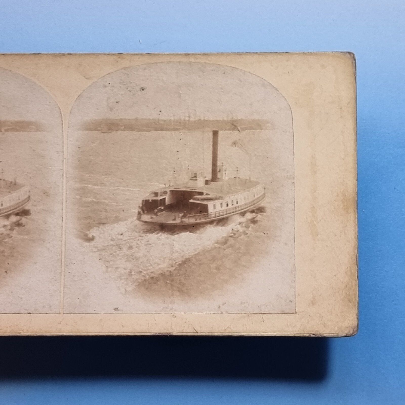 New York NY Stereoview 3D C1870 Real Photo Manhatten Early Steam Ferry USA