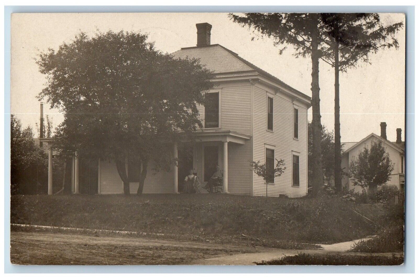 Letts Michigan MI Postcard RPPC Photo Victorian House And Trees c1910\'s Antique