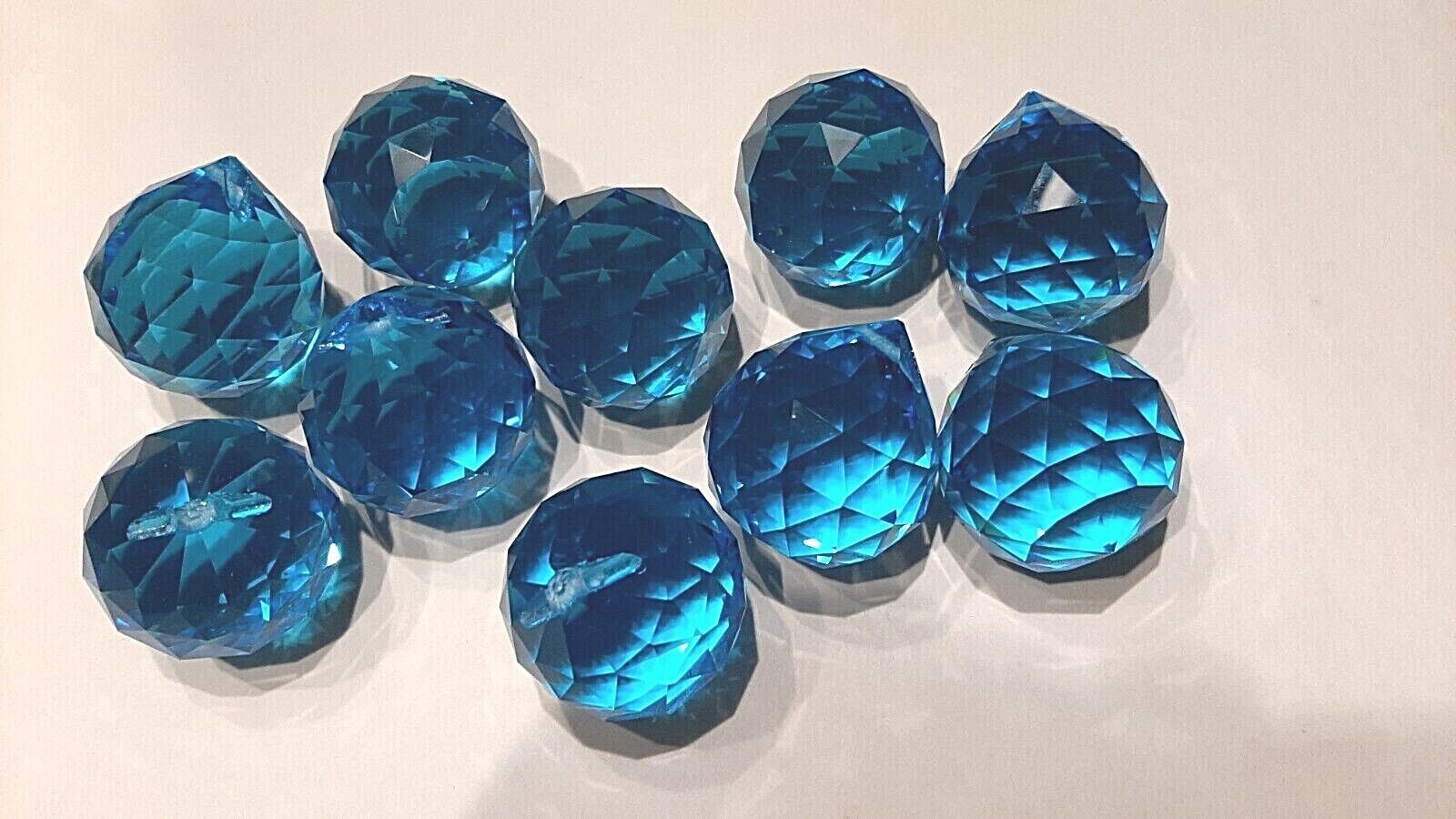 Hanging Crystal Balls Faceted Sphere 47mm Aqua 10pcs Set Fung Shui Decolation