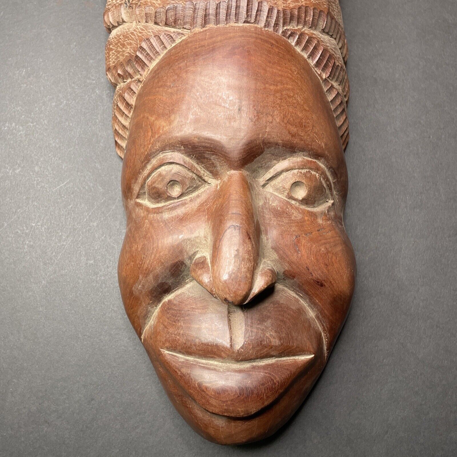 Antique 1920s-1940s Nigerian Nigeria African Mahogany Hardwood Mask Woman Female