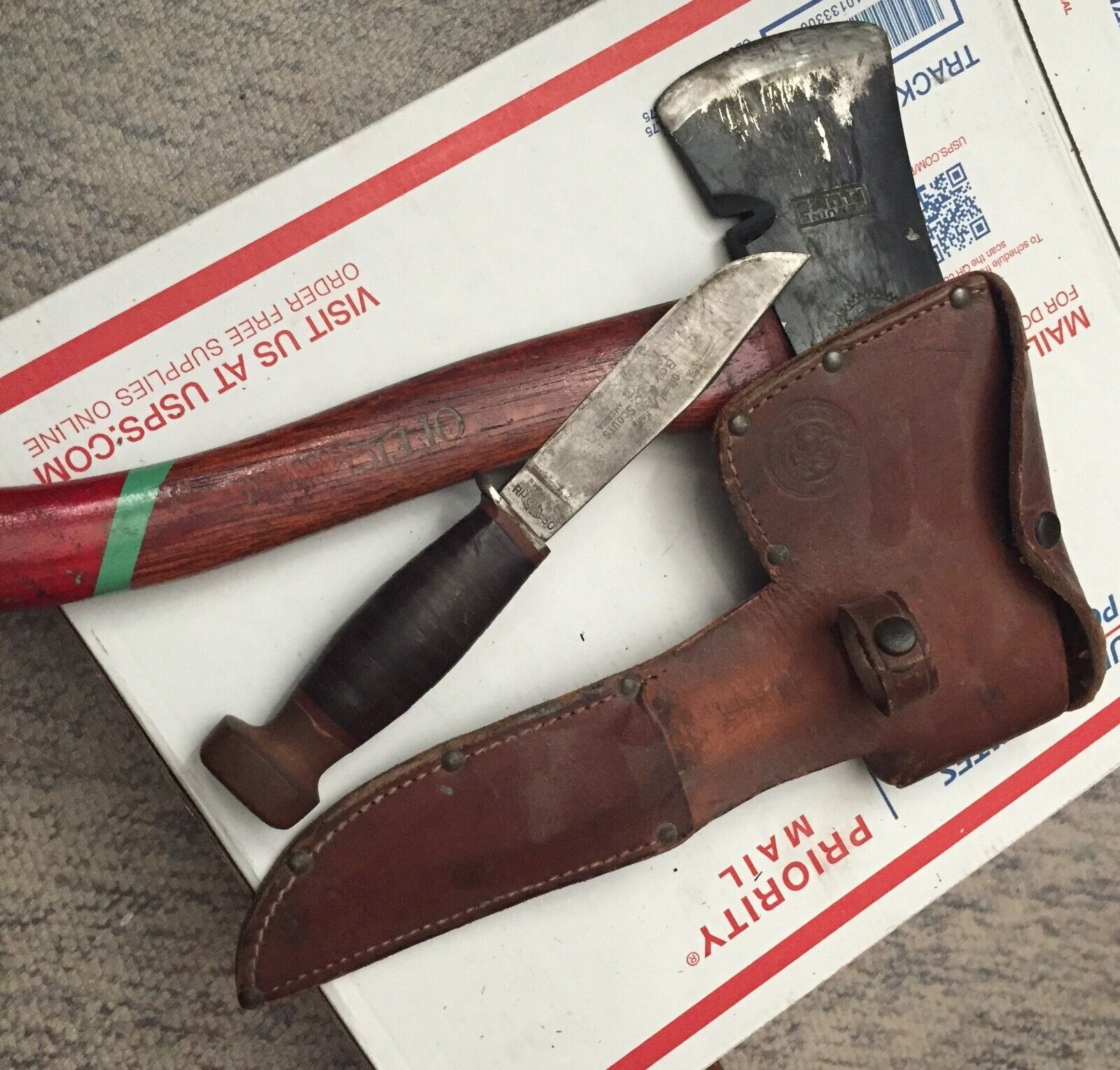 BSA  Kit Carson Set - All Original - RH 50 - Wood Pumel Sheat Knife with Etching