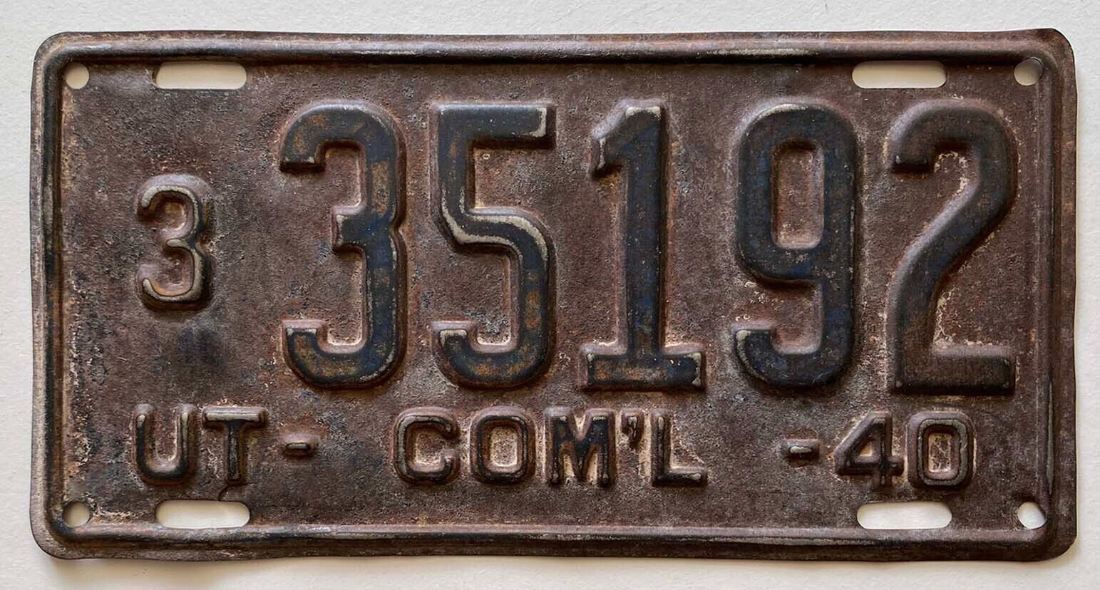 Utah 1940 Commercial Truck License Plate 3 35192