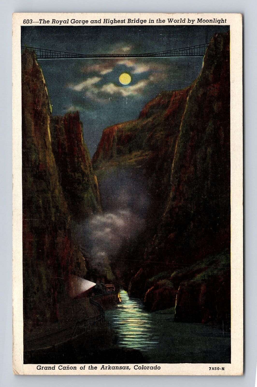 CO- Colorado, Royal Gorge And Highest Bridge, Antique, Vintage c1947 Postcard